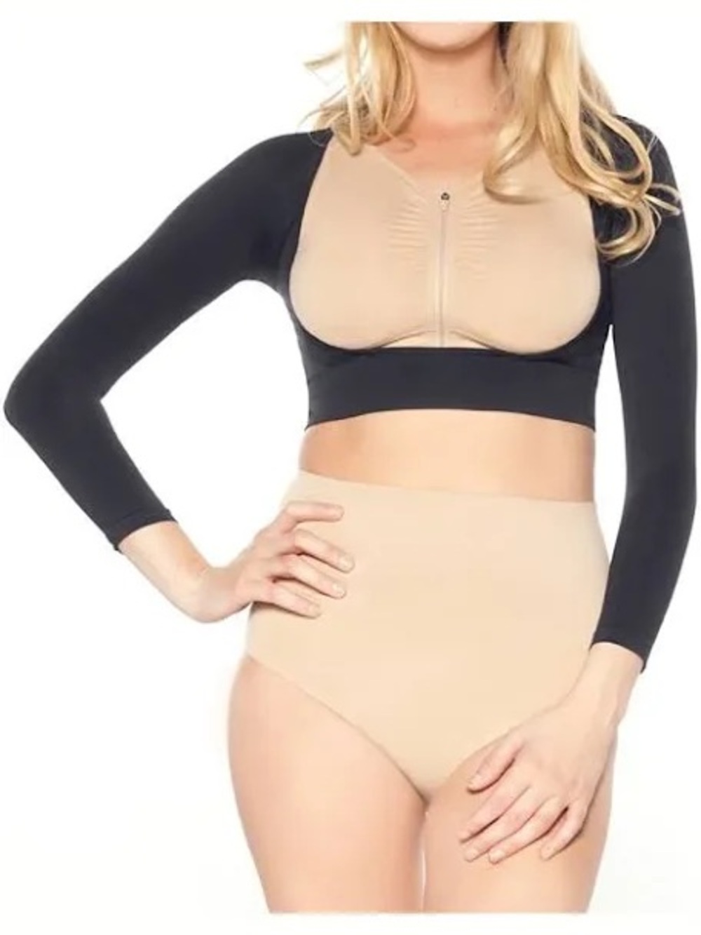 Rhonda Shear 1 black 1 mocha both are long Sleeved arm shaper under garments